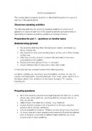 English Worksheet: IELTS Preparation for Speaking Part 1