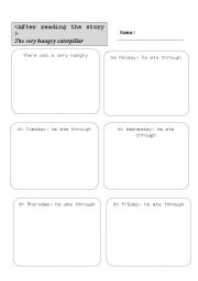 English worksheet: The very hungry caterpllar (worksheet after reading)