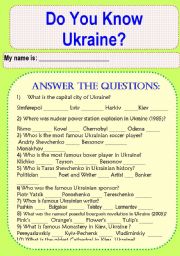 English Worksheet: Do You Know Ukraine?