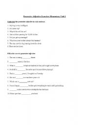 English Worksheet: Possessive adjectives