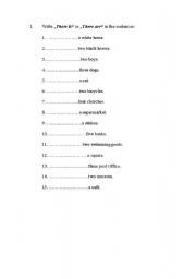 English Worksheet: Fill in with There is or There are