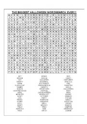 English Worksheet: The biggest Halloween wordsearch EVER! (60 words)