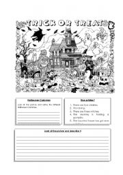 English Worksheet: Halloween Picture Description