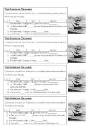 English Worksheet: Bermuda Triangle Number sheet