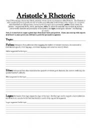 English worksheet: Aristotles Rhetoric