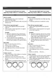 English Worksheet: Debate: The Government Should Spend More Money Supporting Olympic Athletes.