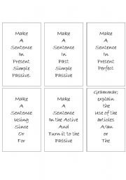 English Worksheet: activity cards