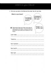 English worksheet: Whats in your future