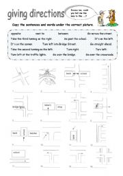 English Worksheet: Giving directions