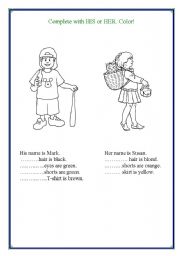 English Worksheet: complete with her or his