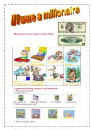 English Worksheet: If I were a millionaire