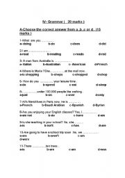 English worksheet: grammar   test