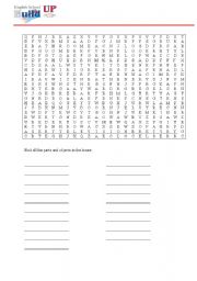 English worksheet: Parts of The House - Word Search