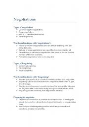 English Worksheet: Negotiations 
