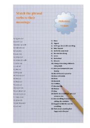 English Worksheet: Phrasal verbs matching activity
