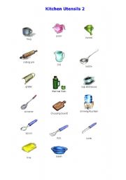 English Worksheet: Kitchen Utensils 2 - Pictures