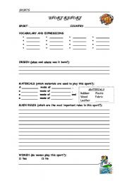 English worksheet: SPORT REPORT