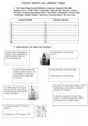 English Worksheet: typically british vs typically american