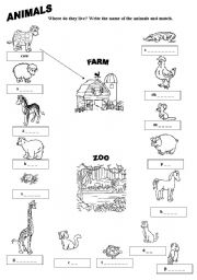 English Worksheet: Animals