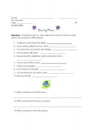 English worksheet: Point of View