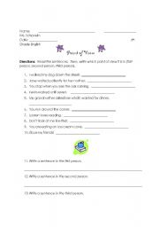English Worksheet: Point of View