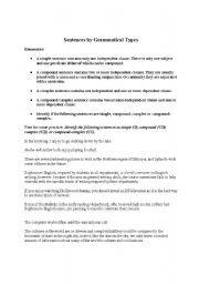 English Worksheet: Sentence Types explained and exercises