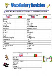 English Worksheet: Vocabulary revision - clothes, accessories and footwear