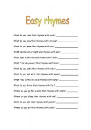 English Worksheet: Easy rhymes