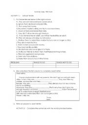 English Worksheet: activity class 