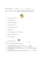 English worksheet: Past continuous