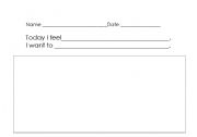English Worksheet: Feelings: Today I Feel...   I want to .......