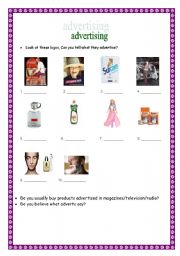 English Worksheet: Advertising