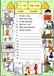 English Worksheet: He, she, it, they, have, has