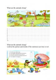 English Worksheet: Present Continuous with animals