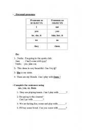 English worksheet: pronouns 