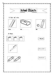 English worksheet: School Objects