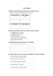 English worksheet: past simple exercises