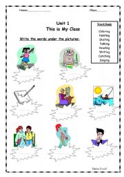 English worksheet: action worksheet