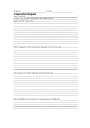 English worksheet: Character Chart
