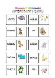 Memory game Animals