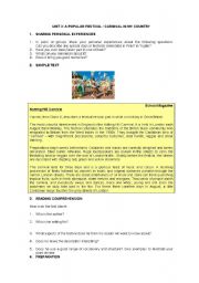 English Worksheet: A POPULAR FESTIVAL / CARNIVAL IN MY COUNTRY
