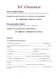 English Worksheet: if clauses type 1 and 2