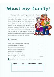 English Worksheet: Reading - meet my family