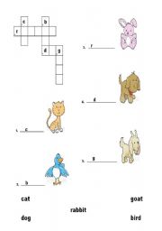 English worksheet: Animal Crossword