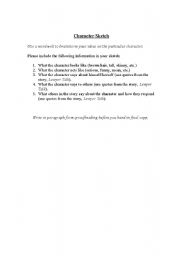 English worksheet: character sketch