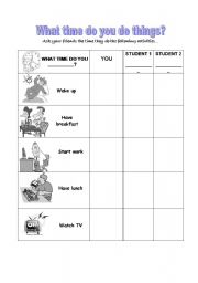 English Worksheet: Daily routine Speaking Practice