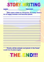 English Worksheet: STORY WRITING - THE FOREST