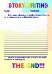 English worksheet: STORY WRITING - THE FOREST