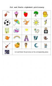 English Worksheet: Cut and paste Alphabet (2 pages)