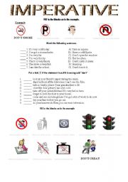 English Worksheet: Imperative (Recognize and Write)